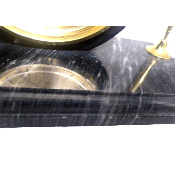 Marble Executive Desk Stationary Clock / Pen Holder, Name Plate / Card Holder - Picture 7 of 12